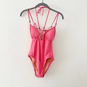 J. Crew Strappy Plunge One Piece Beaded Swimsuit